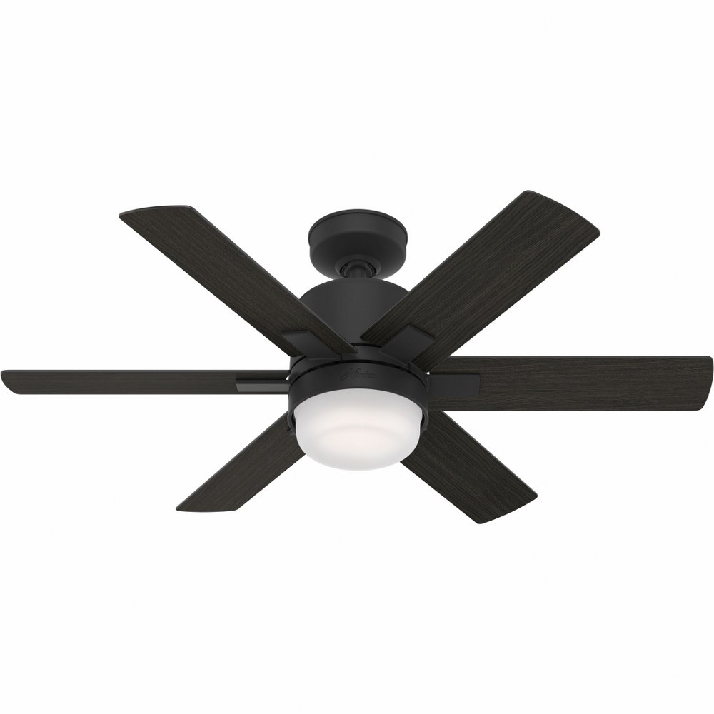 Hunter Fans-51291-Radeon-6 Blade WiFi Ceiling Fan with Light Kit and Wall Control in Modern Style-44 Inches Wide by 15.75 Inches High   Matte Black Finish with Black Walnut Blade Finish with Painted C