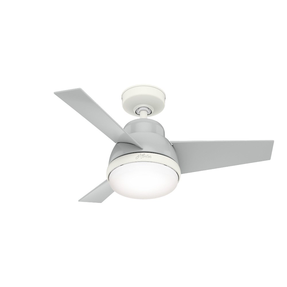 Hunter Fans-51328-Valda 36 Inch Ceiling Fan with LED Light Kit and Handheld Remote Dove Grey  Dove Grey Finish with Dove Grey Blade Finish with White Lens Gass