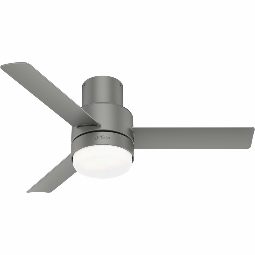 Hunter Fans-51475-Gilmour - 44 Inch 3 Blade Ceiling Fan with Light Kit and Handheld Remote   Matte Silver Finish with Matte Silver Blade Finish with Painted Cased White Glass