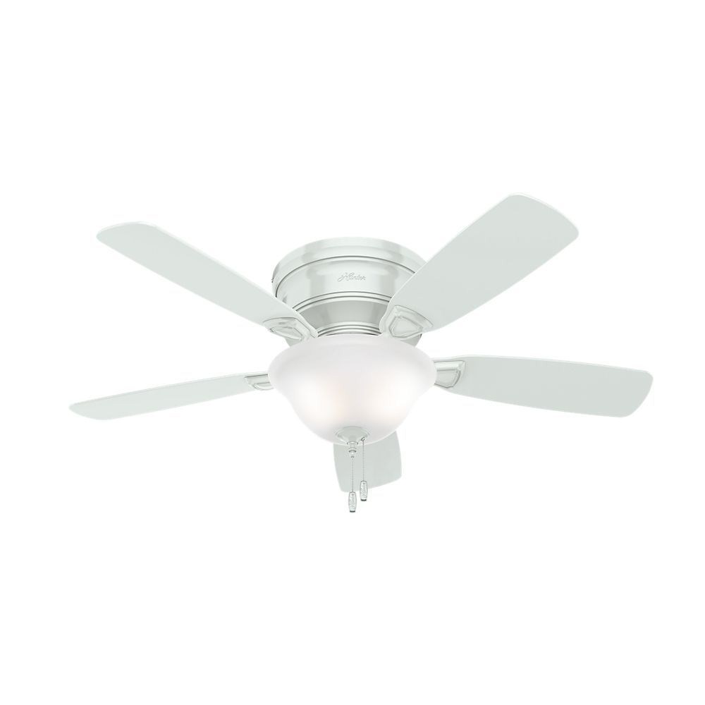 Hunter Fans-52062-Low Profile-Ceiling Fan with Light Kit-48 Inches Wide by 9.3 Inches High   White Finish with White Blade Finish with Cased White Glass