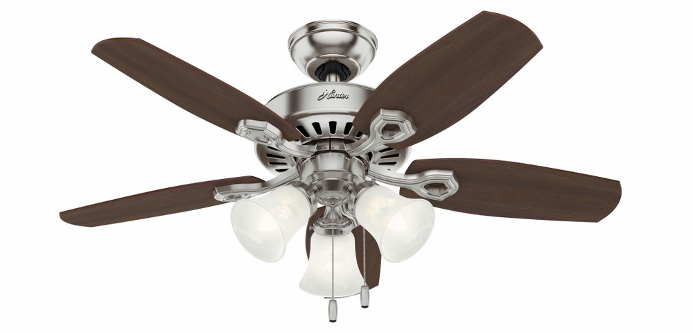 Hunter Fans-52106-Builder - 42 Inch Ceiling Fan   Brushed Nickel Finish with Brazilian Cherry/Harvest Mahogany Blade Finish