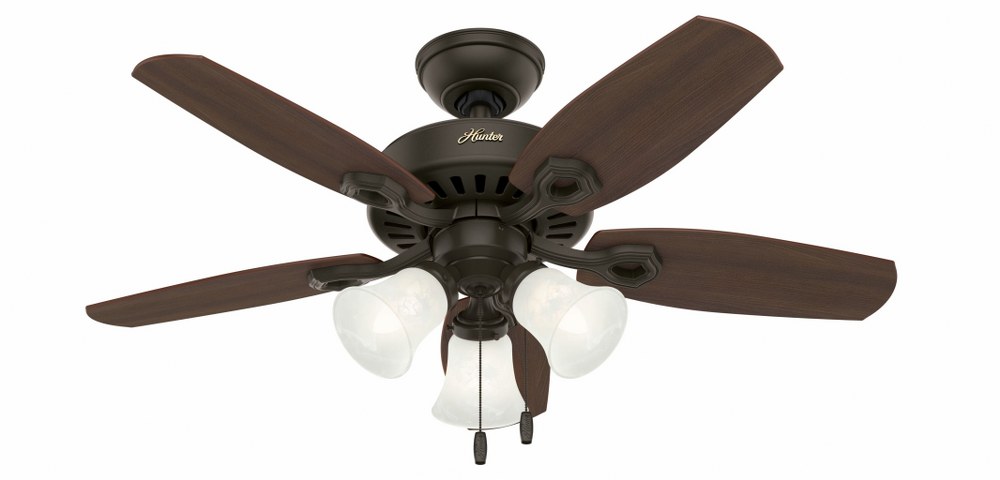 Hunter Fans-52107-Builder-Ceiling Fan-42 Inches Wide by 12.27 Inches High   New Bronze Finish with Harvest Mahogany/Brazilian Cherry Blade Finish