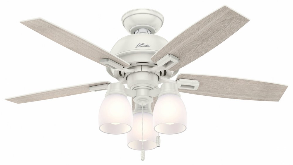 Hunter Fans-52229-Donegan-LED Ceiling Fan with Light Kit-44 Inches Wide by 12.02 Inches High   Fresh White Finish with Fresh White Blade Finish with Clear Frosted Glass