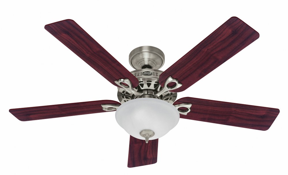 Hunter Fans-53058-The Astoria-Ceiling Fan-52 Inches Wide by 12.02 Inches High   Brushed Nickel Finish with Cherry/Maple Blade Finish with Frosted Glass