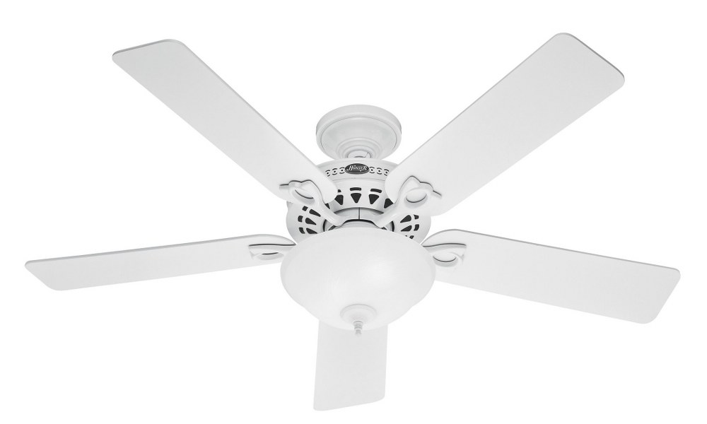 Hunter Fans-53059-The Astoria-Ceiling Fan-52 Inches Wide by 12.02 Inches High   White Finish with Light Oak/White Blade Finish with Frosted Glass