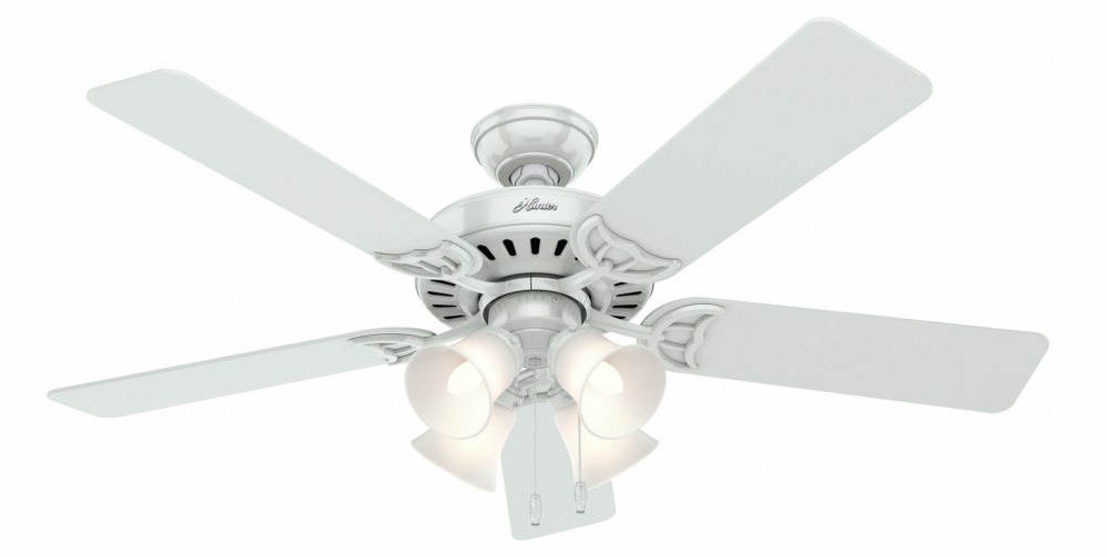 Hunter Fans-53062-The Studio Series-Ceiling Fan-52 Inches Wide by 17 Inches High   White Finish with Bleached Oak/White Blade Finish with Frosted Glass
