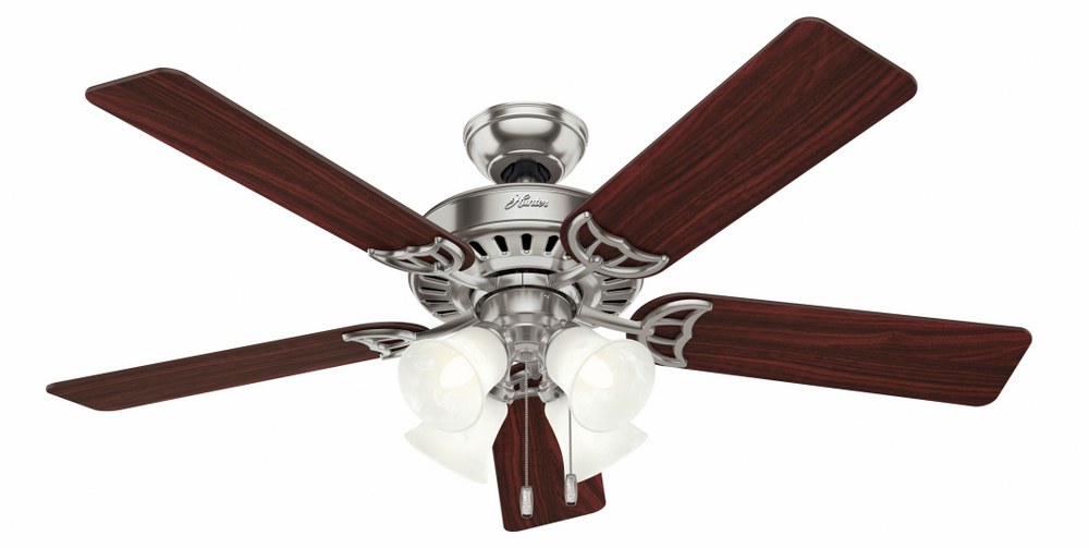Hunter Fans-53064-Studio Series-Ceiling Fan-52 Inches Wide by 12.27 Inches High   Brushed Nickel Finish with Cherry/Maple Blade Finish with Painted Swirl Marble Glass