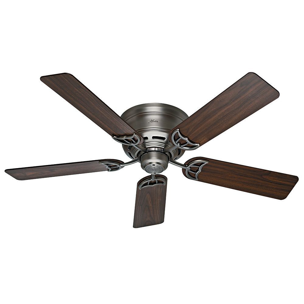 Hunter Fans-53071-Low Profile III-Ceiling Fan-52 Inches Wide by 9.31 Inches High   Antique Pewter Finish with Walnut/Light Cherry Blade Finish