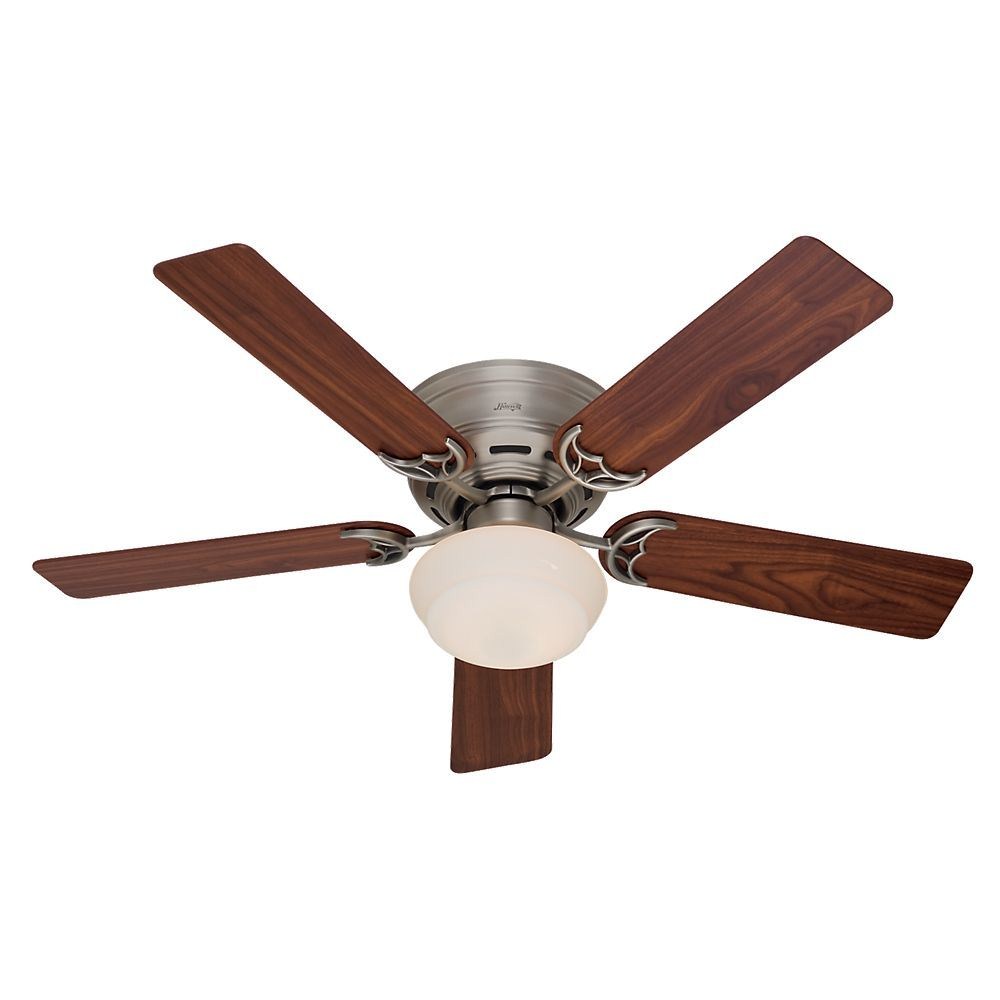 Hunter Fans-53074-Low Profile III Plus-Ceiling Fan-52 Inches Wide by 9.31 Inches High   Antique Pewter Finish with Walnut/Light Cherry Blade Finish with Frosted Glass