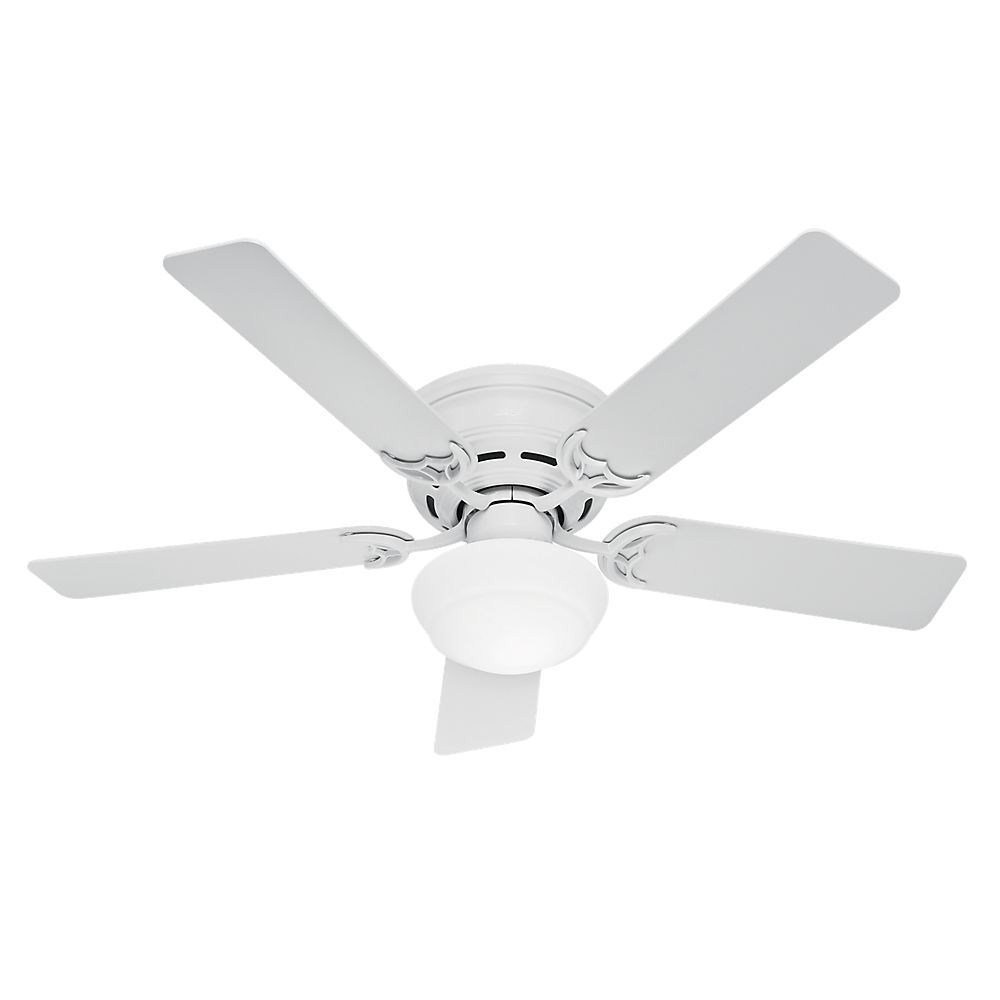 Hunter Fans-53075-Low Profile III Plus-52 InchCeiling fan-52 Inches Wide by 9.31 Inches High   White Finish with White Blade Finish with Opal Glass