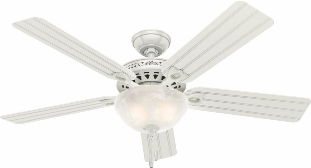 Hunter Fans-53122-Beachcomber - 52 Inch Ceiling Fan   White Finish with White Blade Finish with Swirled Marble Glass