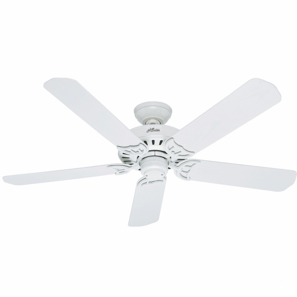 Hunter Fans-53125-Bridgeport-Ceiling fan-52 Inches Wide by 13.2 Inches High   White Finish with White Blade Finish