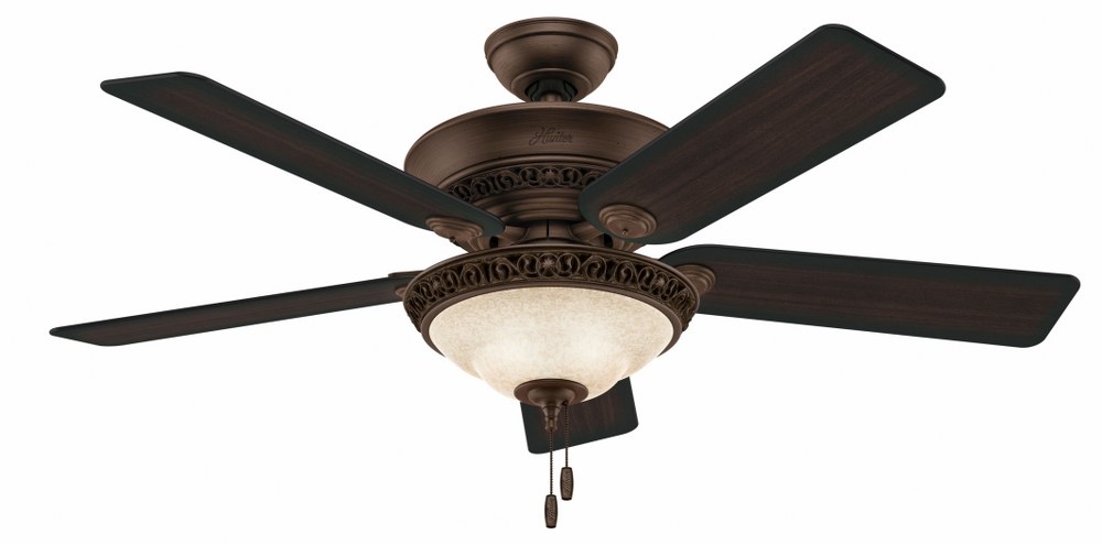 Hunter Fans-53200-Italian Countryside - 52 Inch Ceiling Fan   Cocoa Finish with Aged Barnwood/Cherried Walnut Blade Finish with Amber Scavo Glass