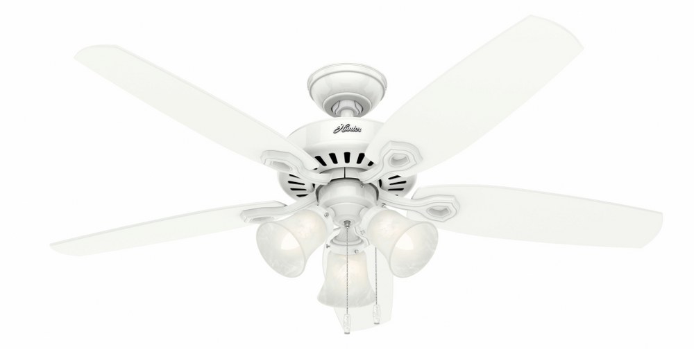Hunter Fans-53236-Builder Plus-Ceiling Fan-52 Inches Wide   Snow White Finish with Snow White Blade Finish with Frosted Glass