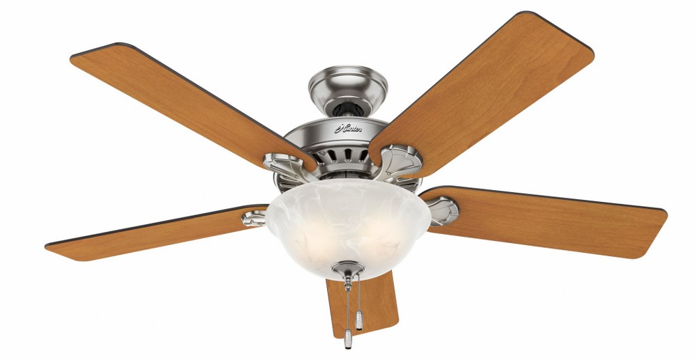 Hunter Fans-53249-Pros Best Five Minute-Ceiling Fan-52 Inches Wide by 15.6 Inches High   Brushed Nickel Finish with Black/Chestnut/Rosewood Blade Finish with Swirled Marble Glass