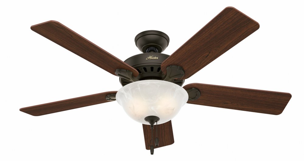 Hunter Fans-53250-Pros Best Five Minute-Ceiling Fan-52 Inches Wide by 15.6 Inches High   New Bronze Finish with Dark Cherry/Medium Oak Blade Finish with Swirled Marble Glass