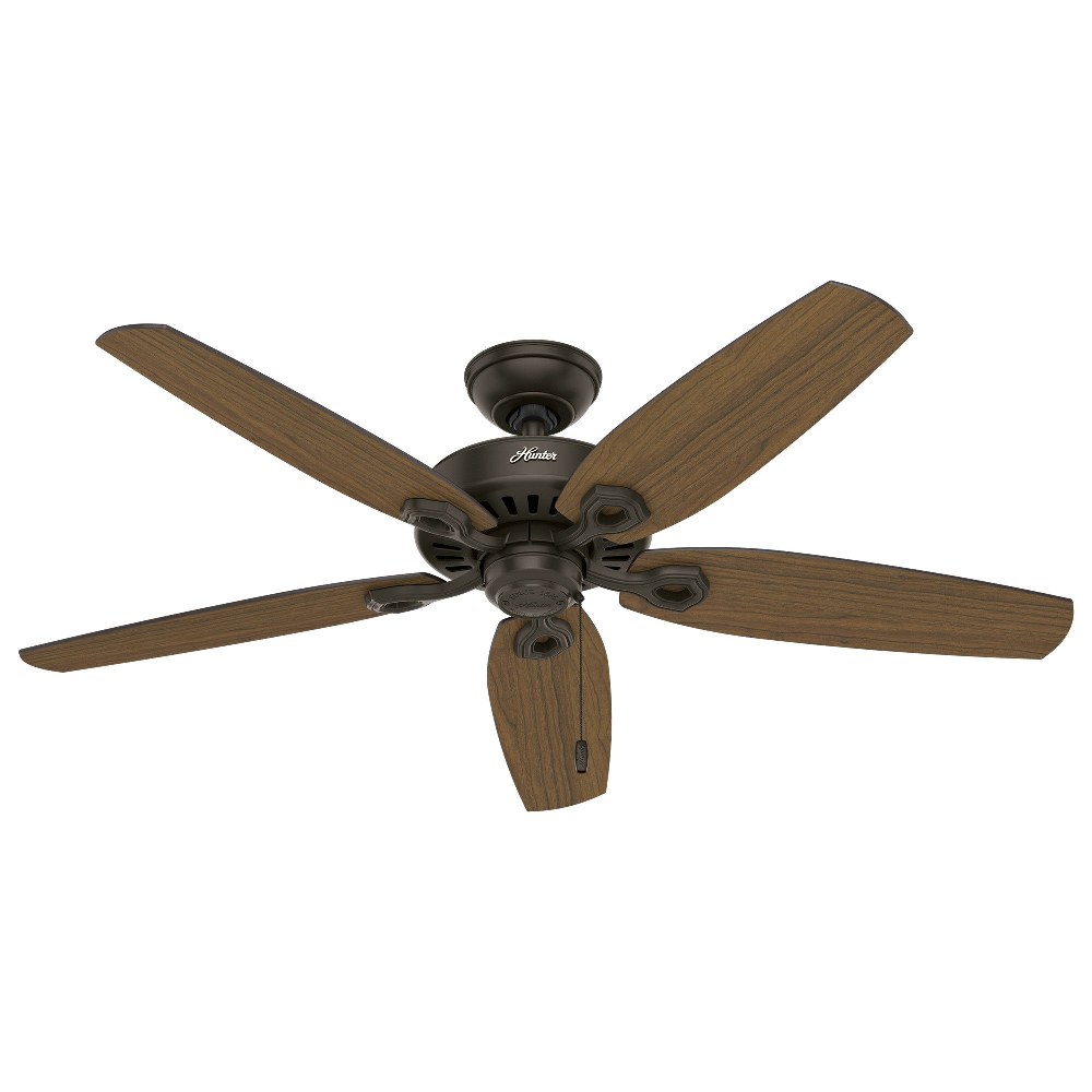 Hunter Fans-53292-Builder Elite-Outdoor Ceiling Fan-52 Inches Wide by 12.25 Inches High   New Bronze Finish with Stained Oak Blade Finish