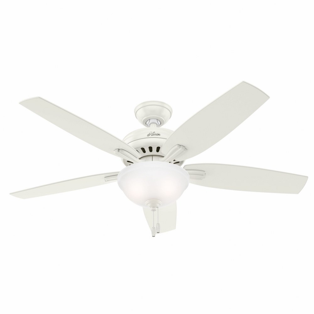 Hunter Fans-53310-Newsome-Ceiling Fan with Light Kit-52 Inches Wide by 13.02 Inches High   Fresh White Finish with Fresh White Blade Finish with Clear Frosted Glass