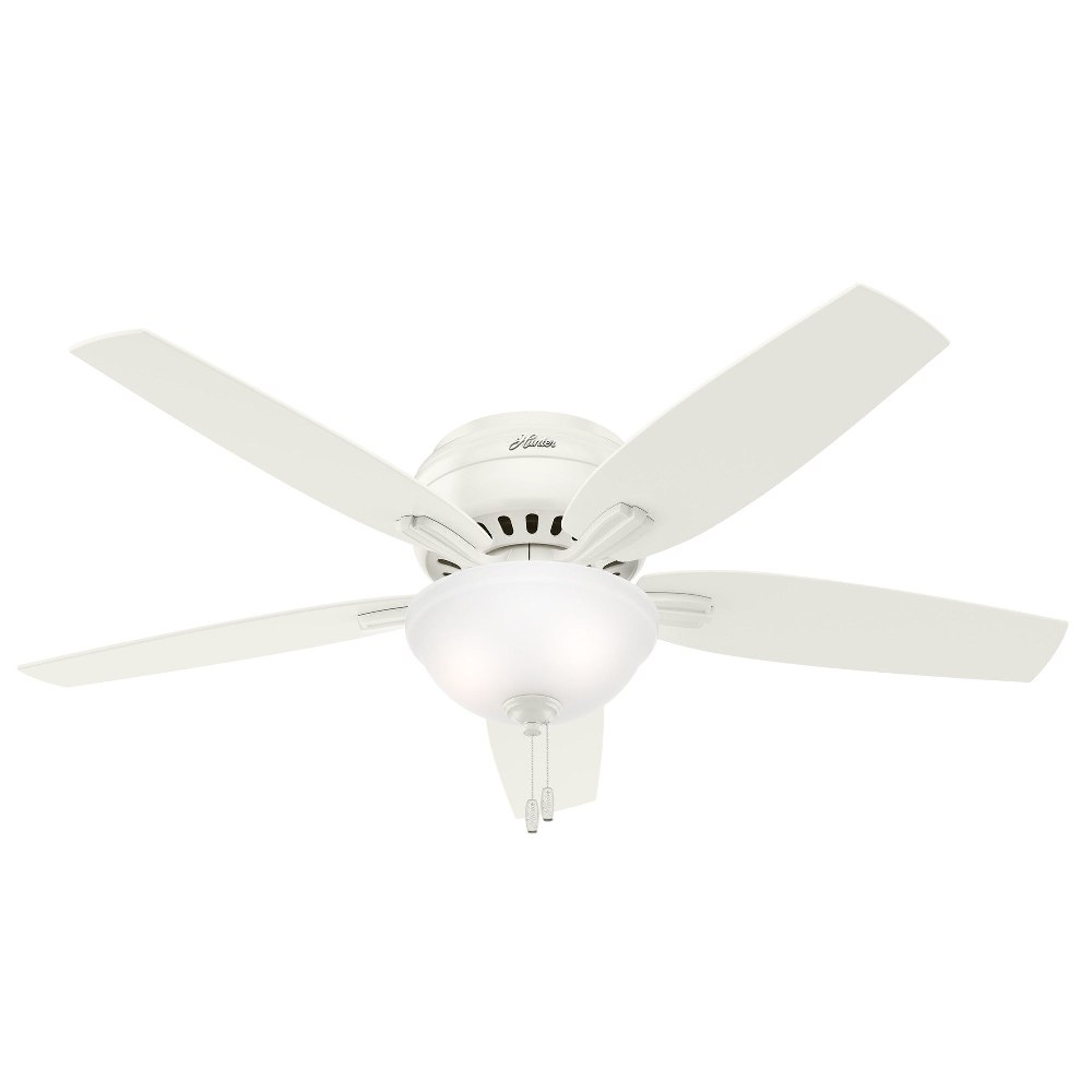 Hunter Fans-53313-Newsome-Ceiling Fan with Light Kit-52 Inches Wide by 13.02 Inches High   White Finish with Fresh White Blade Finish with Clear Frosted Glass