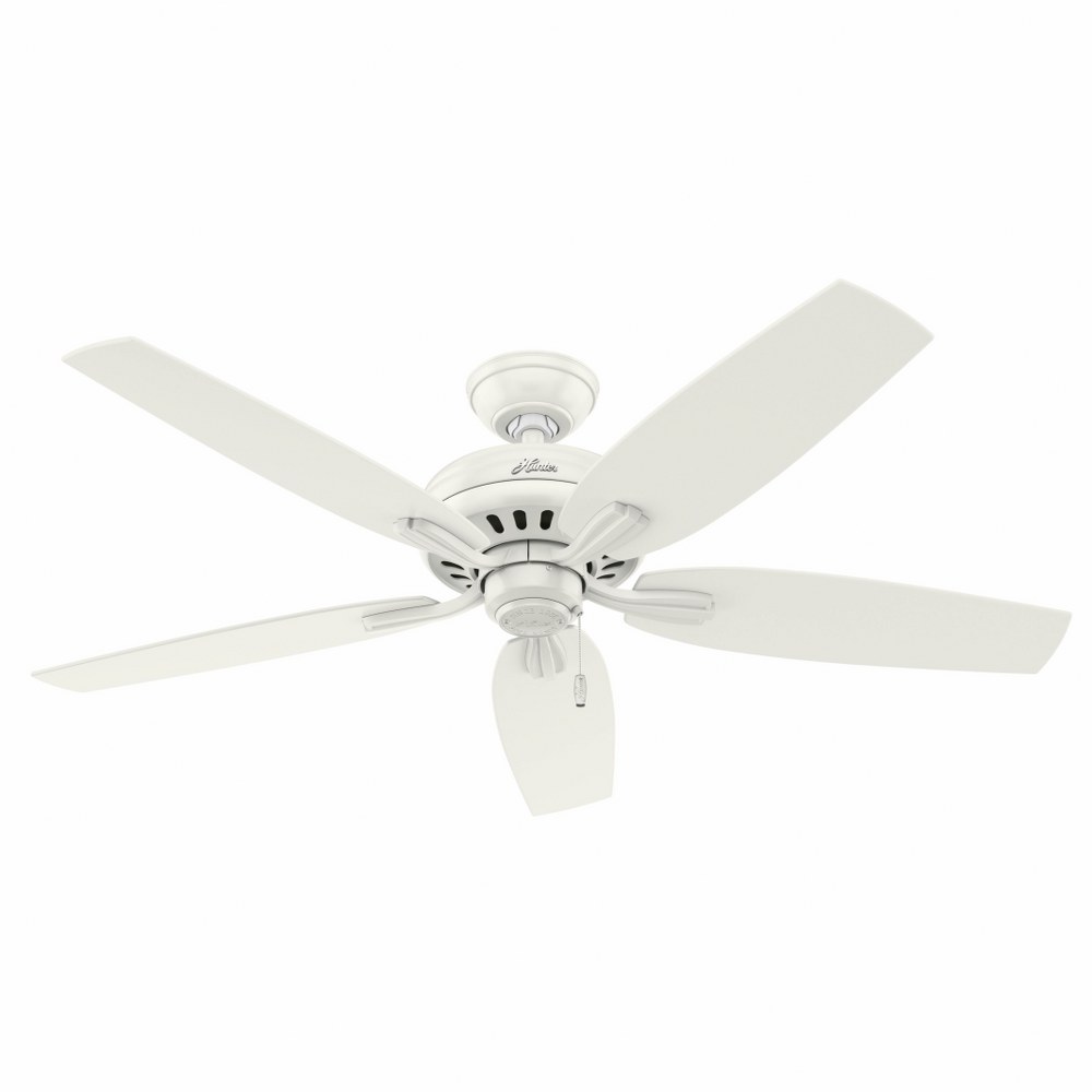 Hunter Fans-53319-Newsome 52 Inch Ceiling Fan with Pull Chain Fresh White  Brushed Nickel Finish with Medium Walnut Blade Finish