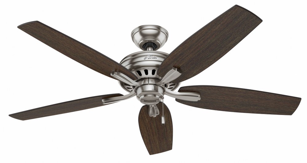 Hunter Fans-53321-Newsome 52 Inch Ceiling Fan with Pull Chain Brushed Nickel  Brushed Nickel Finish with Medium Walnut Blade Finish