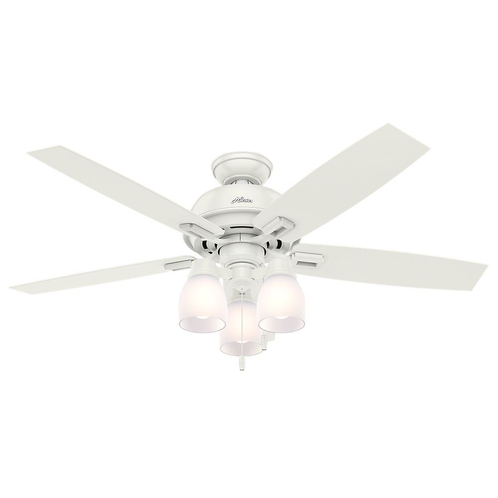 Hunter Fans-53337-Donegan-Ceiling Fan with Kit-52 Inches Wide by 12.02 Inches High   Fresh White Finish with Fresh White Blade Finish with Clear Frosted Glass
