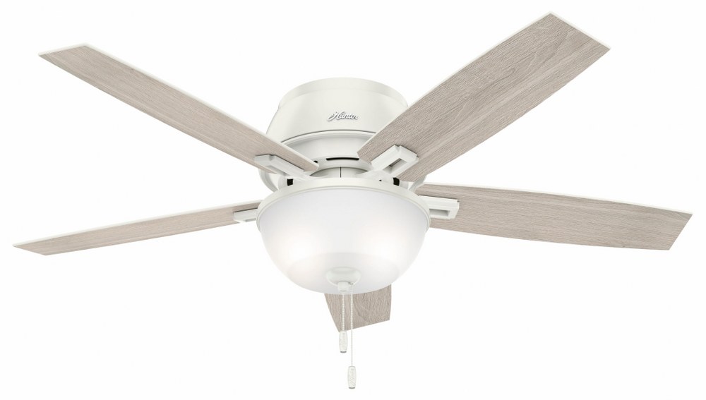 Hunter Fans-53343-Donegan-LED Ceiling Fan with Light Kit-52 Inches Wide by 9.05 Inches High   Fresh White Finish with Fresh White Blade Finish with Clear Frosted Glass