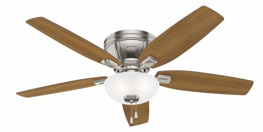 Hunter Fans-53380-Kenbridge-Ceiling Fan with Light Kit-52 Inches Wide   Brushed Nickel Finish with White Glass