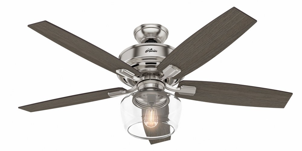 Hunter Fans-54188-Bennett 52 Inch Ceiling Fan with LED Light Kit and Handheld Remote Brushed Nickel  Brushed Nickel Finish with Grey Walnut/Light Grey Oak Blade Finish