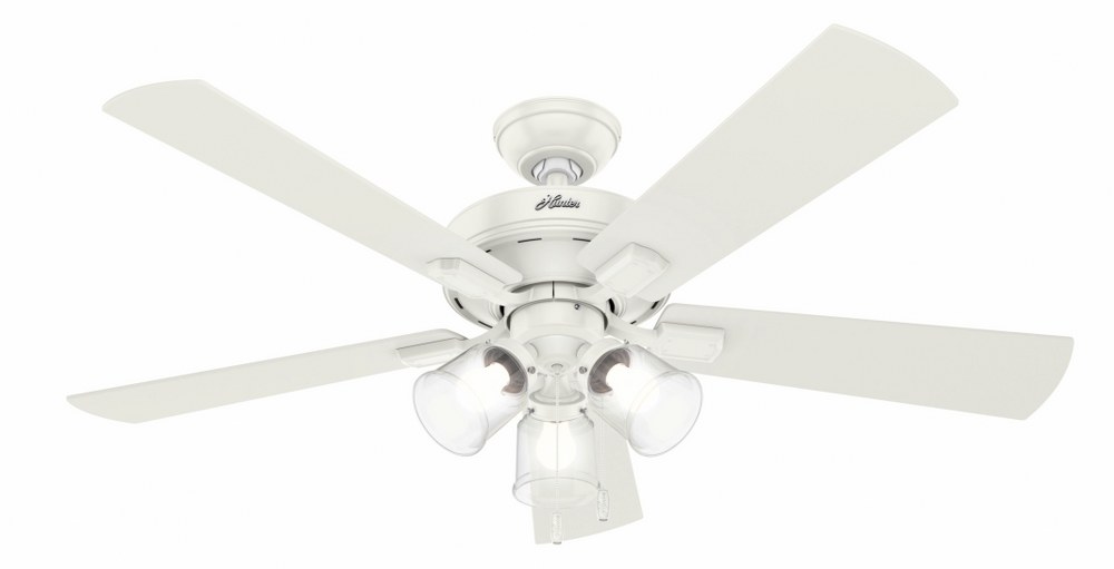 Hunter Fans-54204-Crestfield 52 Inch Ceiling Fan with LED Light Kit and Pull Chain Fresh White  Matte Silver