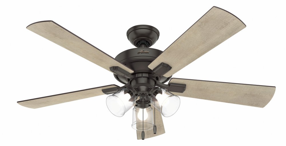 Hunter Fans-54205-Crestfield 52 Inch Ceiling Fan with LED Light Kit and Pull Chain Noble Bronze  Matte Silver