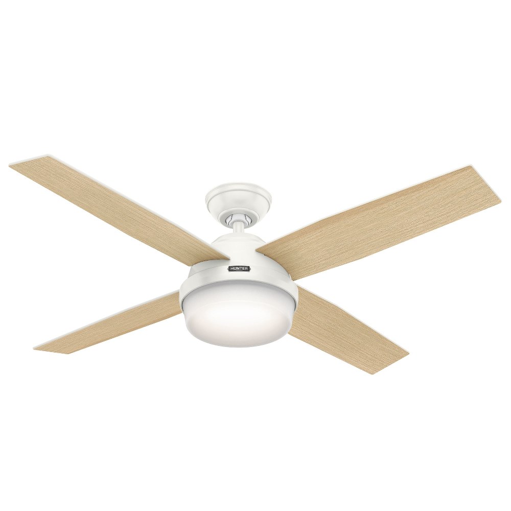 Hunter Fans-59217-Dempsey-Ceiling Fan with Kit-52 Inches Wide   Fresh White Finish with Fresh White Blade Finish with Cased White Glass