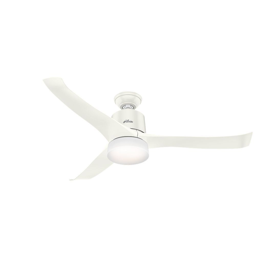 Hunter Fans-59222-Symphony 54 Inch WiFi Ceiling Fan with LED Light Kit and Handheld Remote Fresh White  Fresh White Finish with Fresh White Blade Finish with Cased White Glass