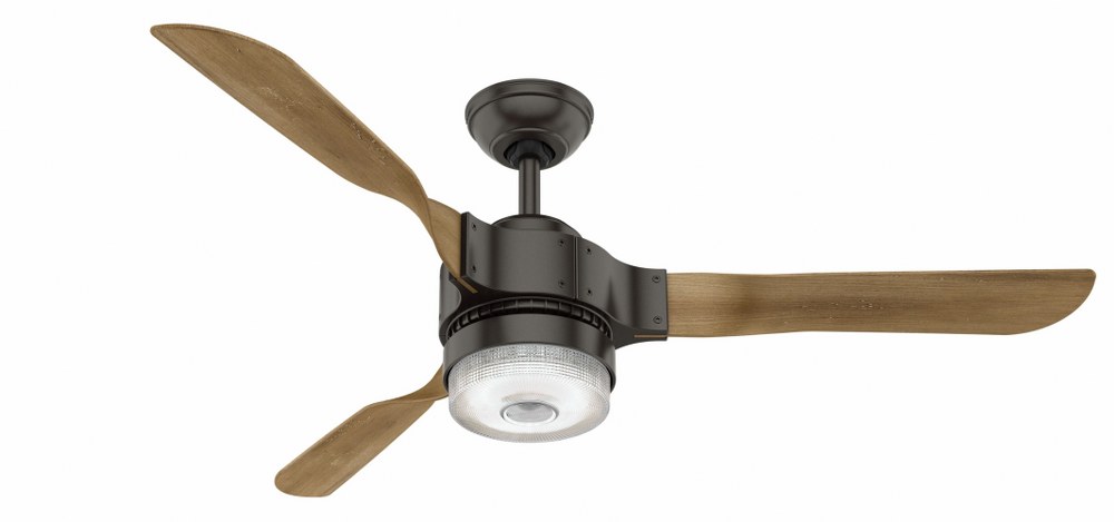 Hunter Fans-59226-Apache-Ceiling Fan with Light Kit-54 Inches Wide   Noble Bronze Finish with White Washed Distressed Oak Blade Finish with Clear Holophane Glass
