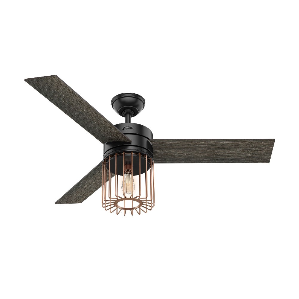 Hunter Fans-59239-Ronan-Ceiling Fan with Light Kit-52 Inches Wide   Matte Black Finish with Black Oak Blade Finish