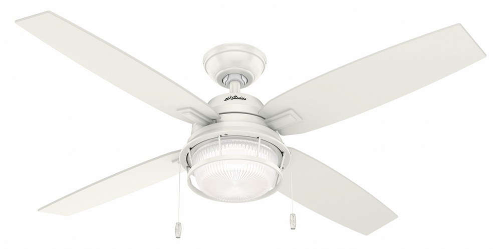 Hunter Fans-59240-Ocala 52 Inch Ceiling Fan with LED Light Kit and Pull Chain Fresh White  Noble Bronze Finish with Roasted Maple Blade Finish with Clear Glass