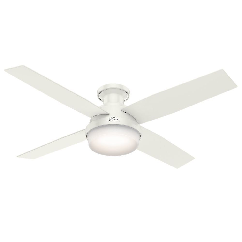 Hunter Fans-59242-Dempsey-Ceiling Fan with Light Kit-52 Inches Wide   Fresh White Finish with Fresh White Blade Finish with Cased White Glass