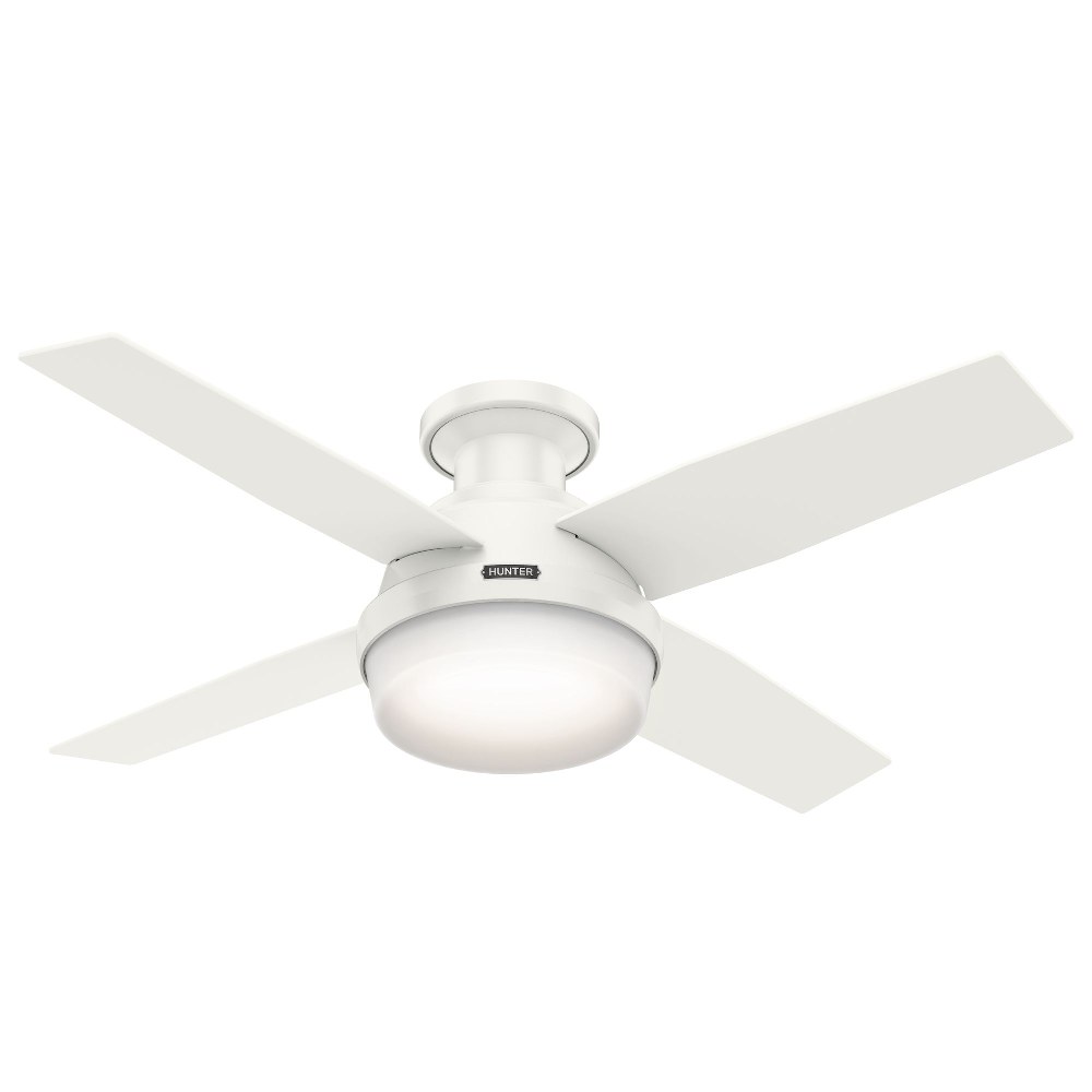 Hunter Fans-59244-Dempsey-Ceiling Fan with Kit-44 Inches Wide   Fresh White Finish with Fresh White Blade Finish with Cased White Glass