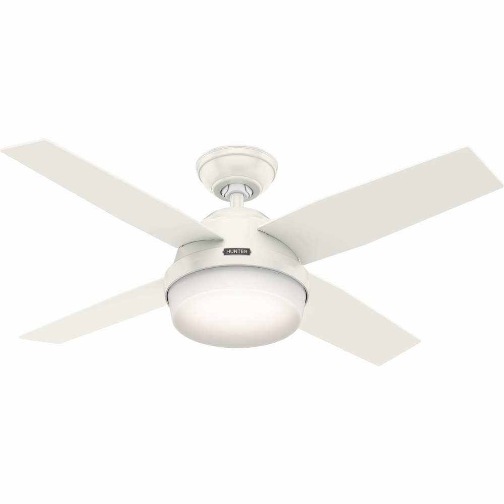 Hunter Fans-59246-Dempsey-Ceiling Fan with Light Kit-44 Inches Wide   Fresh White Finish with Fresh White Blade Finish with Cased White Glass