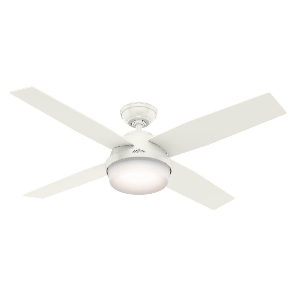 Hunter Fans-59252-Dempsey 52 Inch Ceiling Fan with LED Light Kit and Handheld Remote Fresh White  Fresh White Finish with Fresh White Blade Finish with Cased White Glass