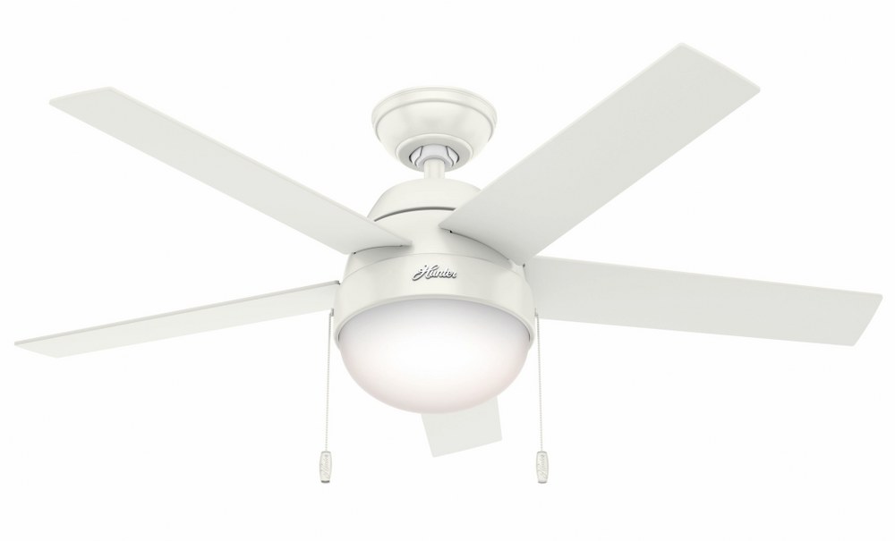 Hunter Fans-59266-Anslee-Ceiling Fan with Kit-46 Inches Wide   Fresh White Finish with Fresh White Blade Finish with Cased White Glass