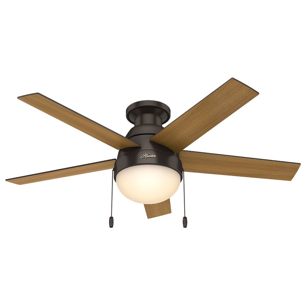 Hunter Fans-59268-Anslee-Ceiling Fan with Light Kit-46 Inches Wide   Premier Bronze Finish with American Walnut Blade Finish with Amber Painted Glass