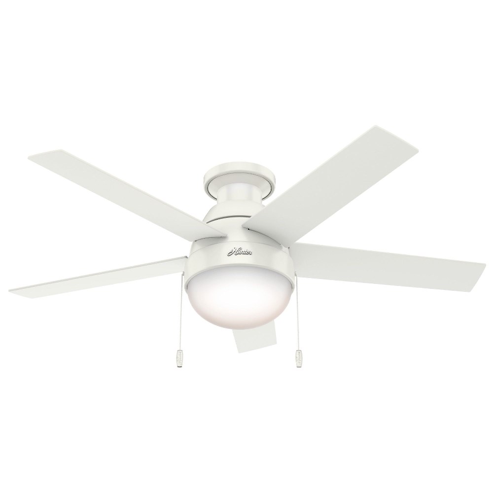 Hunter Fans-59269-Anslee-Ceiling Fan with Light Kit-46 Inches Wide   Fresh White Finish with Fresh White Blade Finish with Cased White Glass