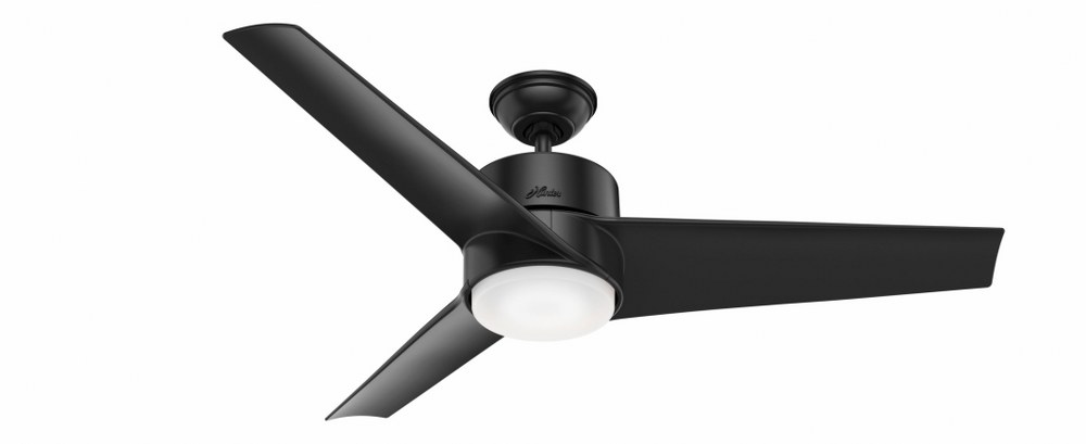 Hunter Fans-59471-Havoc 54 Inch WeatherMax Ceiling Fan with LED Light Kit and Wall Control Matte Black  Fresh White Finish with Fresh White Blade Finish with Cased White Glass