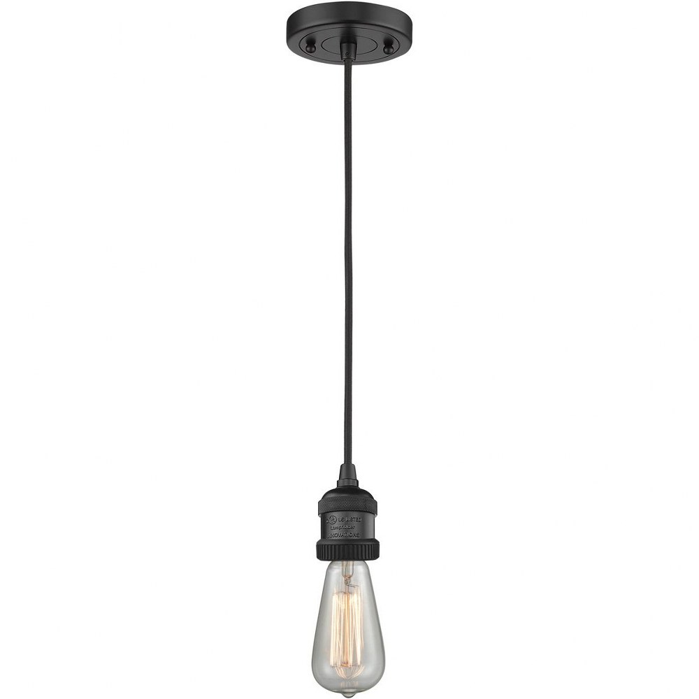 Innovations Lighting-200C-BK-Bare Bulb-One Light Cord Mini Pendant-2 Inches Wide by 3.5 Inches High Matte Black Matte Black Finish