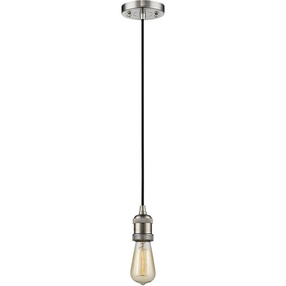 Innovations Lighting-200C-SN-Bare Bulb-One Light Cord Mini Pendant-2 Inches Wide by 3.5 Inches High Satin Nickel Matte Black Finish