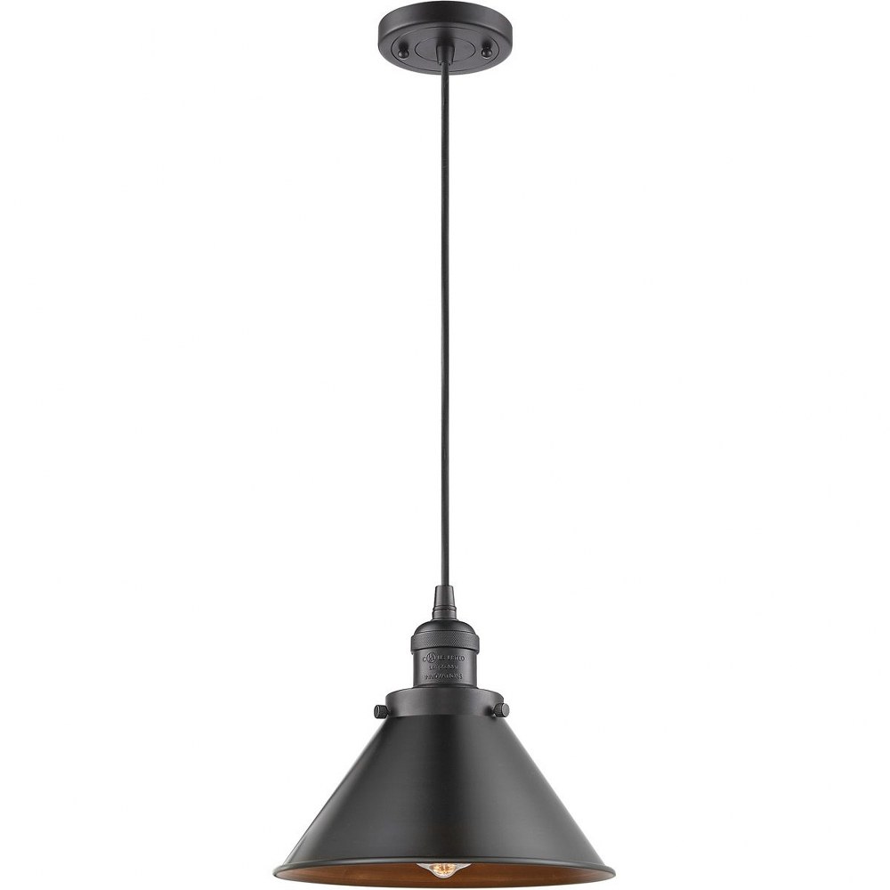 Innovations Lighting-201C-OB-M10-OB-Briarcliff-1 Light Mini Pendant in Traditional Style-10 Inches Wide by 14 Inches High Oil Rubbed Bronze Finish with Oil Rubbed Bronze Metal Shade