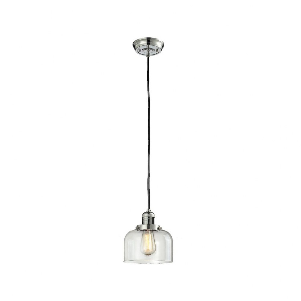 Innovations Lighting-201C-PN-G72-One Light Large Bell Cord Pendant-8 Inches Wide by 10 Inches High   Polished Nickel Finish with Clear Glass