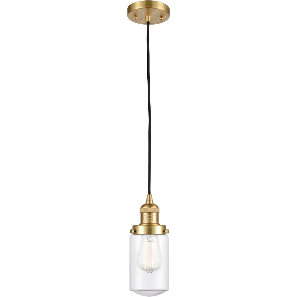 Innovations Lighting-201C-SG-G312-Dover-1 Light Mini Pendant in Traditional Style-4.5 Inches Wide by 10.25 Inches High   Satin Gold Finish with Clear Glass