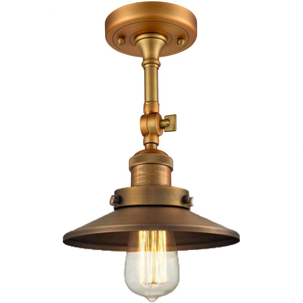 Innovations Lighting-201F-BB-M4-One Light Railroad Semi-Flush Mount-8 Inches Wide by 11 Inches High Brushed Brass Finish